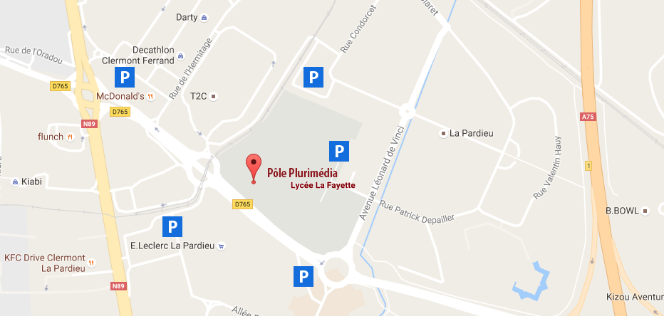 Plan d'accès au Pôle Plurimédia du lycée La Fayette à Clermont-Ferrand